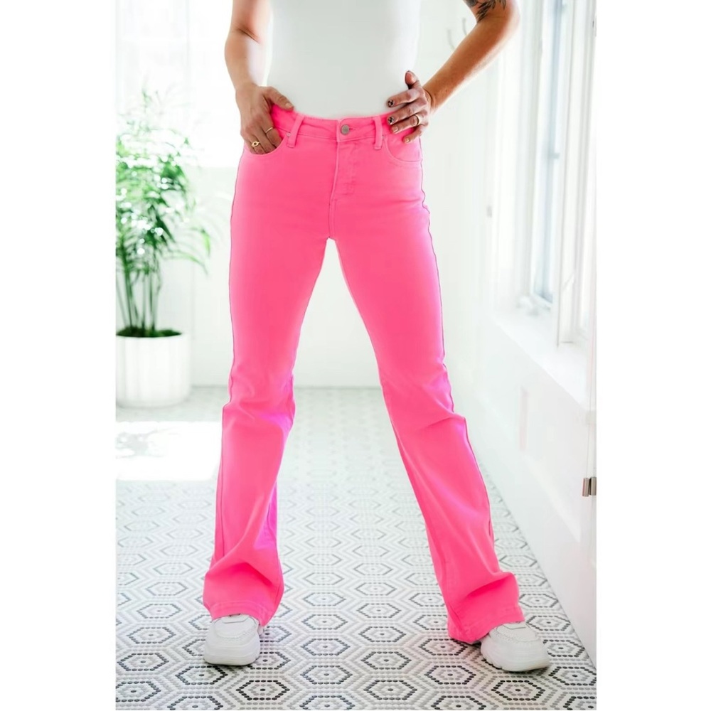 Women’s High-Rise Pink Flare Jeans